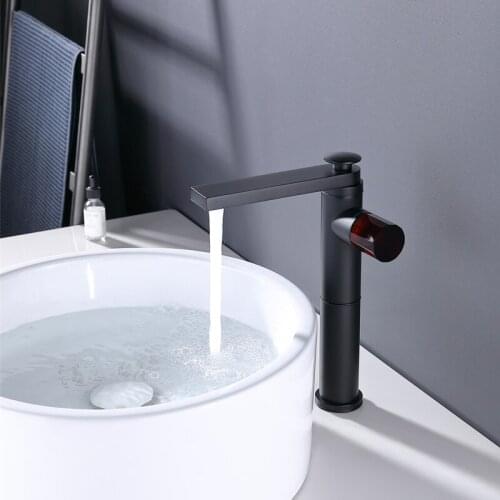 New arrival Bathroom Single Lever Sink Faucet Crane Brass Black Rotation Sink Faucet Hot and Cold Water Tap