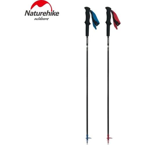 Naturehike Carbon 4-Sections Alpenstock Walking Sticks Anti Shock Trekking Poles Ultralight Walking Canes With Rubber Protector