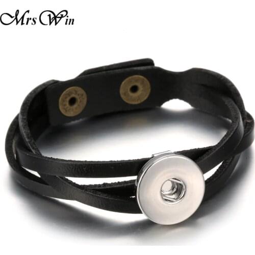 Braided leather Snap Bracelet 18mm Button bracelet adjustable size Handmade bracelet Mrs Win Snap jewelry SL107