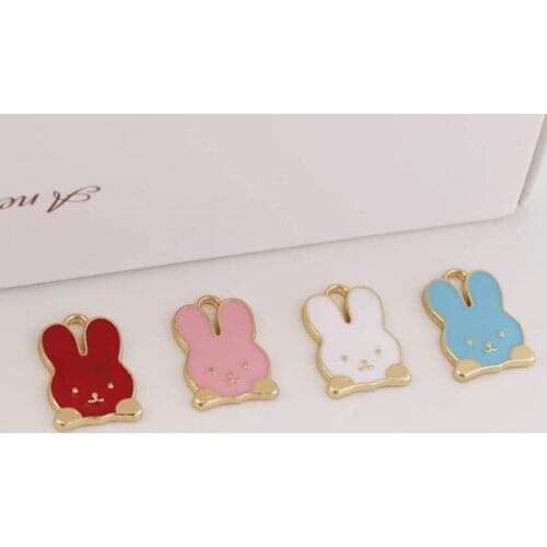 10pcs/lot 18*12mm rabbit Alloy Dripping Oil Pendants for DIY Handmade Jewelry Necklace Accessories fg4s