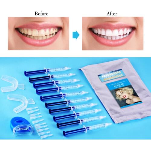 Professional Teeth Whitening Kit Peroxide Dental Bleaching System Gel Kit With LED Light Tooth Whitener Dental Bright Whitening