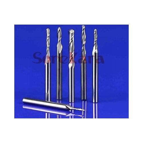 3.175*1.5*8mm SHK Ball Nose Two Flutes Spiral End Mills Round Bottom Double Flutes Milling Cutter Carving Tools