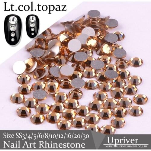 Upriver Topaz Shiny Size ss3-s330 Loose Flatback Non Hotfix Nail Art Rhinestones 1440pcs Glass Beads for DIY Nail