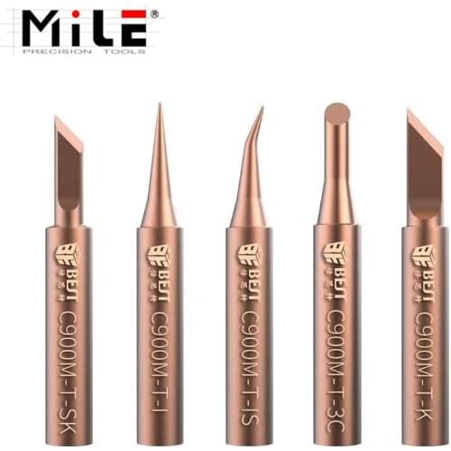MILE 5pcs/Set Welding Nozzle Oxygen-Free Copper Solder Iron Tip Lead-Free Solder Non-Stick Tin Tip Tool Kit Diamagnetic DIY