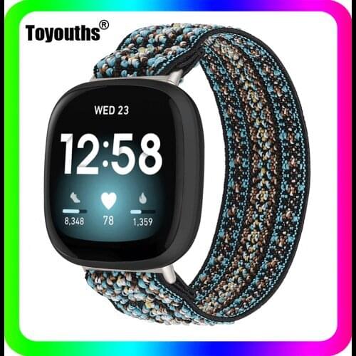 Toyouths Elastic Scrunchies Watch Strap for Fitbit Sense Band Nylon Loop Watch Band Replacement for Fitbit Versa 3 Accessories