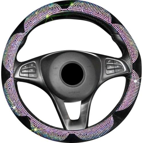 Universal Car Steering Wheel Cover Wrap Volant 3 Colors Rhinestones Plush Woman Girl Lovely Fashion Braid on the Steering-wheel