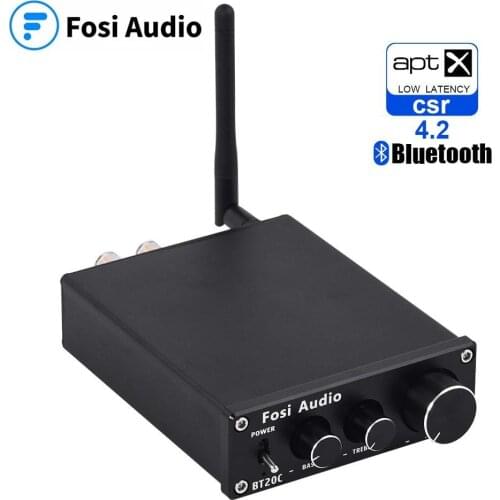 Fosi Audio BT20C Power Sound Amplifier 2 Channel With Treble & Bass Bluetooth 4.2 Support aptX Audio Amp For Home Theater 50Wx2