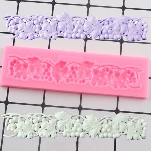 Grape Vine Lace Cake Border Silicone Mold Candy Resin Molds Sugarcraft Relief Fondant Cake Decorating Tools Chocolate Mould