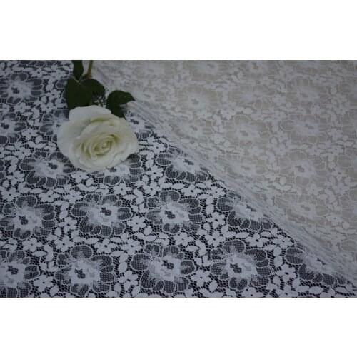 High quality white french lace African guipure lace fabrics with embroidery cupion lace cord lace