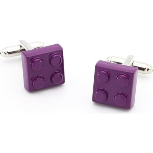 Block Cufflinks Muti-color Bricks Design Purple Color Copper Novelty Cuff Links Wholesale&retail