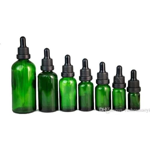 Green Glass Liquid Reagent Pipette Bottles Eye Droppers Aromatherapy 5ml-100ml Essential Oils Perfumes bottles wholesale