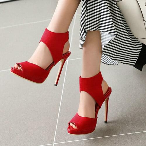 2020 Platform Thin High Heel Women Sandals Elastic Band Women Summer Shoes Peep Toe Women Shoes Party Shoes Big Size 34-43