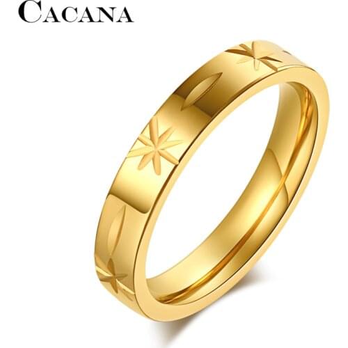 CACANA Stainless Steel Rings For Women Wedding Rings Perfect Cutting Fashion Jewelry Wholesale NO.R101