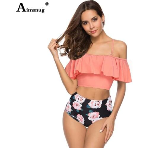 High Cut Women Push Up Swimwear Two Pieces Swimsuit Model Floral Print Bathing Suit 2021 Female Sexy Ruffled 2PCS Beachwear