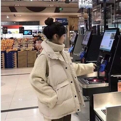 Down cotton vest womens Korean loose winter new sleeveless vest Lapel short coat