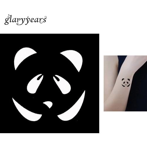 1 Piece Small Henna Tattoo Stencil Hand Body Art for Women Cute Panda Design Airbrush Painting Indian Henna Tattoo Template G127