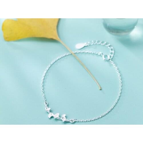 100% Real. 925 Sterling Silver jewelry Black/White ginkgo ginkgo Leaf Bracelet Jewelry Forest Style