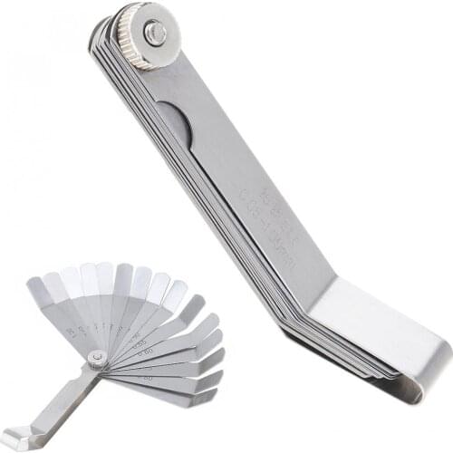 100A16 0.05 - 1mm Thickness Curved Woodworking Measurement Gapped Metric Filler Feeler Gauge with 16pcs Blades
