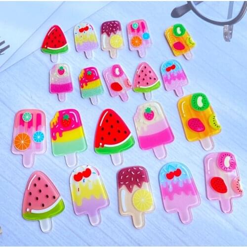 20/50Pcs Mini Lovely Mixed Ice Cream Flat Back Resin Art Supply Decoration Charm Craft Hair Bow Accessories H78