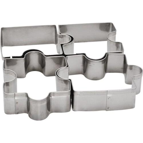 4-Piece Durable Stainless Steel Biscuit Module Jigsaw Decorating Cake Fondant Cutters Tools Puzzle Cookie Baking Molds CT1109