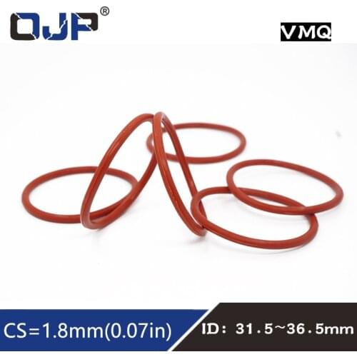 5PCS/lot Silicon Rings Silicone/VMQ O ring 1.8mm Thickness ID31.5/32.5/33.5/34.5/35.5/36.5mm Rubber O-Ring Seal Gasket Washer