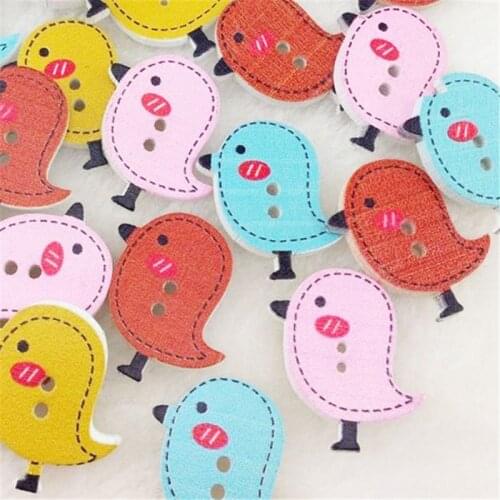 50PCS Mix Color Cute Baby Birds Carton Baby Sewing Button Scrapbooking 26x24mm WB125