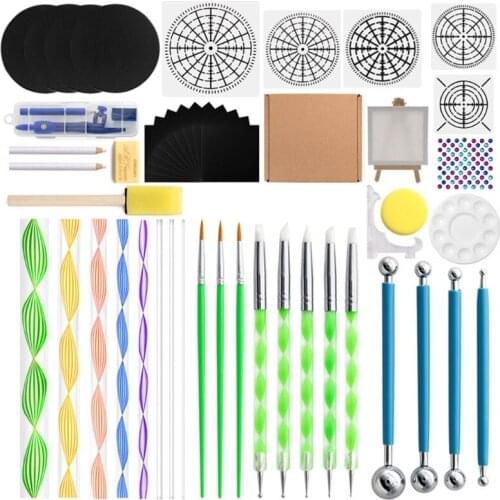 53pcs Mandala Dotting Tools for Painting Rock Stone Stencil Acrylic Stick Brush 1XCB
