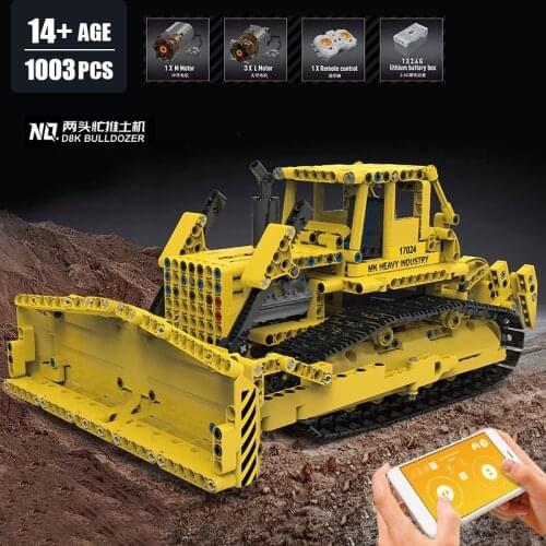 MOULD KING 17024 High-Tech Car The APP Control Bulldozer RC Caterpillar D8K Set Assembly Building Blocks Kid Christmas Toys Gift