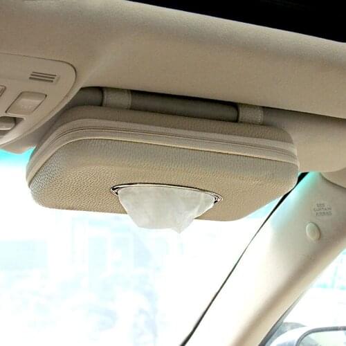 Car paper towels car holder Hanging Tissue Box Sunshade Storage Boxes Microfiber Leather Sun Visor Tissue Paper Holders