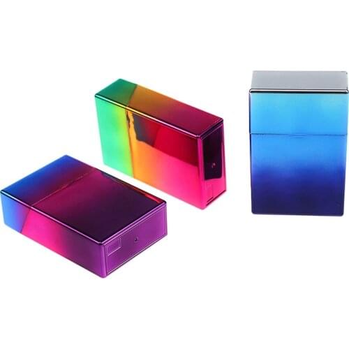Punk Glitter Cigarette Case Gradient Color Smoke Cover Shiny ABS Portable Man Women Cigarette Box lighter Cigarette Accessories