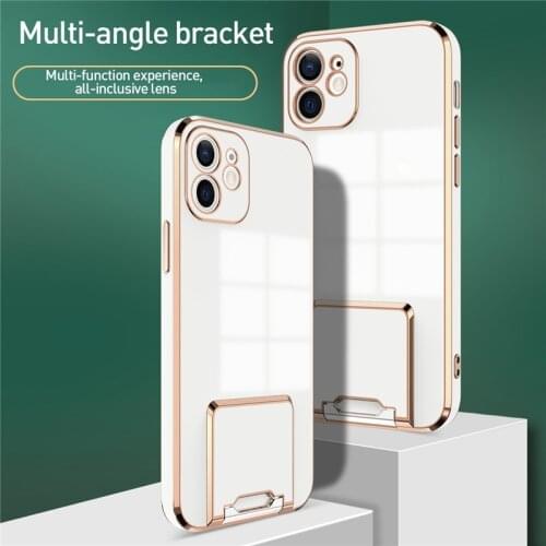 Plating Bumper Bracket Phone Case For iPhone 11 12 Pro Max XR XS Max X 7 8 Plus 11Pro SE 2020 Shockproof Hidden Stand Soft Cover