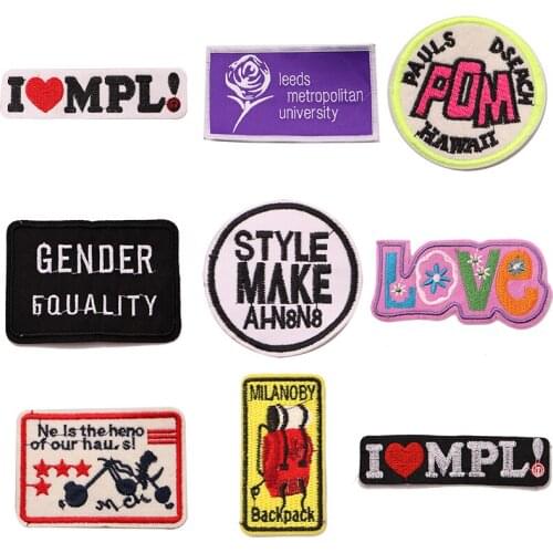 4 Pcs Cartoon Decorative Rose, school bag, slogan icon Embroidered Applique Patches For DIY Iron on Badges Stickers on backpack