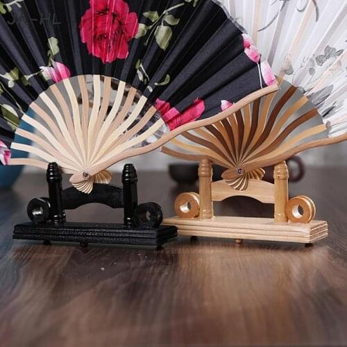 1pc Fans Display Holder Chinese Style Hand Wood/Silk/Paper/Lace Folding Fan Stand Display Base Holder 14*8*4cm