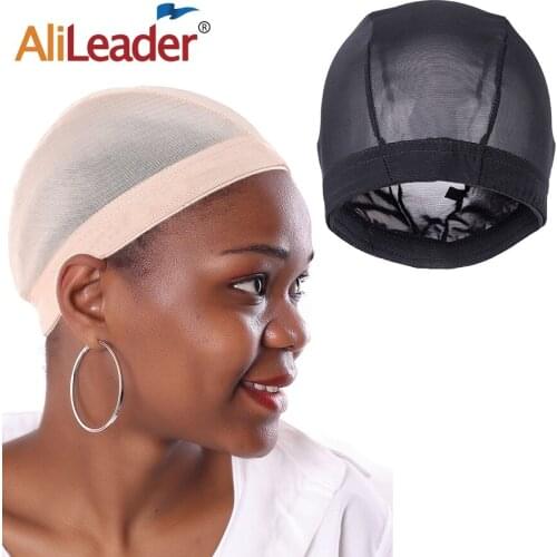 Alileader Cheap 10 pcs/set Dome Wig Cap Breathable Mesh Cap For Human Hair Wig Making Black Beige Elasticity Hair Wig Caps