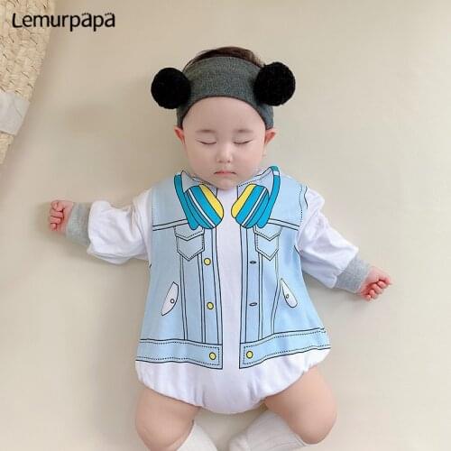 Autumn New Baby Onesie Clothes Fashion Printing Baby Romper Jumpsuits Cartoon Cute Long Sleeves Cotton Boys Girls Baby Costume