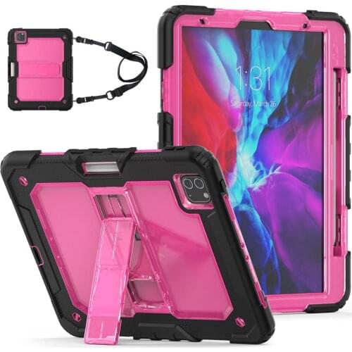 For Apple Ipad Pro 11" 2020 Case 3 Layer Heavy Duty Full-body Cover Built-in Folding Kickstand Shoulder Strap Portable Shell