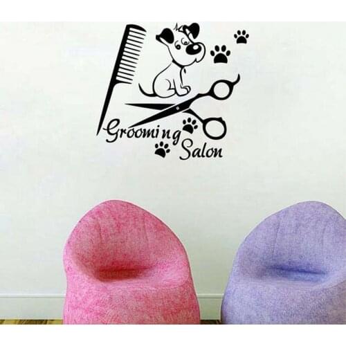 Pet Grooming Salon Wall Decal Home Decor Dog On The Wall Vinyl Art Sticker For Pet Shop Wall Window Decoration Mural H093