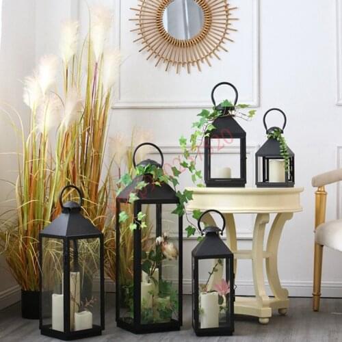 European and American style iron candlestick outdoor courtyard landing wind proof lamp romantic wedding model room decoration