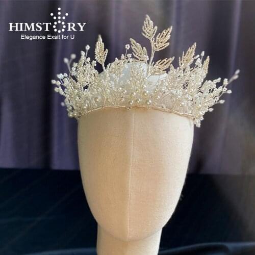 Himstory Classic Silver Color Branch Wedding Headbands For Bride Hair Accessories Pearls Hairband Bride Tiaras Handmade Ornament
