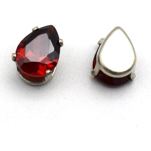 6X8MM Drop Shape Artificial Diamond Sew On Crystal Zircon Garment Gift Diy Rhinestones With Silver Claw