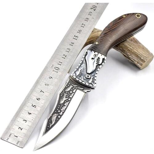 Pocket Knife Free shipping Very Sharp Folding Knife Large Stiletto Tactical Hunting Knife wood Handle Outdoor DEC Tools