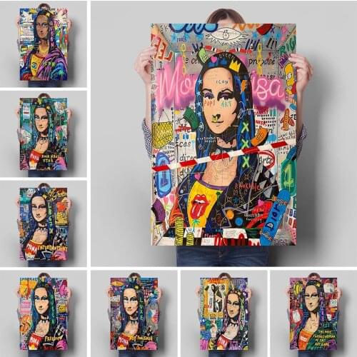 Mona Lisa Graffiti Poster Canvas Painting Color HD Print Cuadros Wall Art Decoration Mural For Modern Home Room Decor No Fram