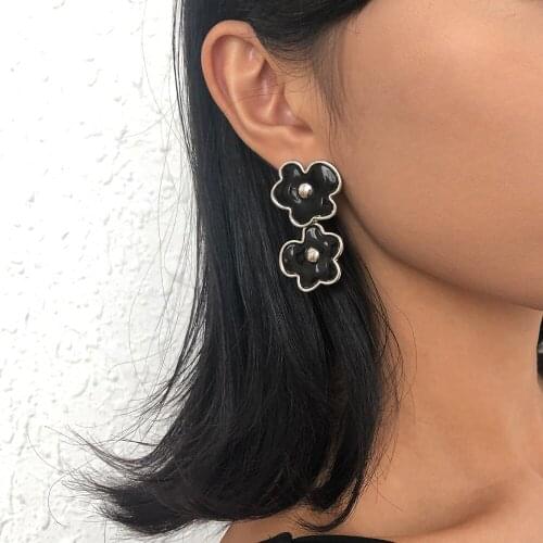 Lalynnly Fashion Dripping Oil Flower Pendant Earrings Wholesale Jewelry Womens Cute Earrings Party Gifts Accessories E10004