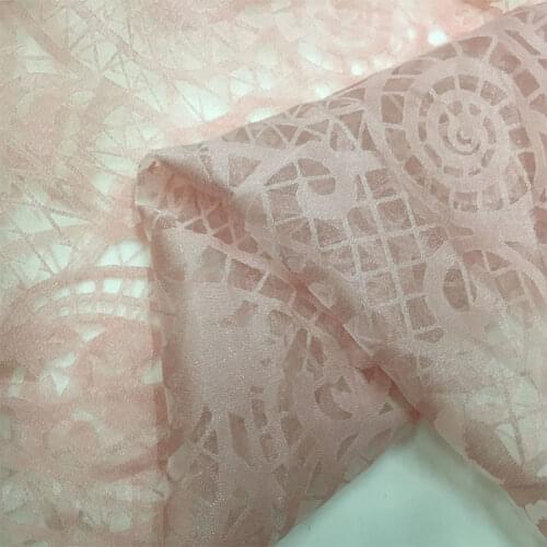 LEO&LIN Embroidery Perspective Dim Light Cut Flower Fashion Jacquard Imitation Silk Wrinkle Organza Fabric
