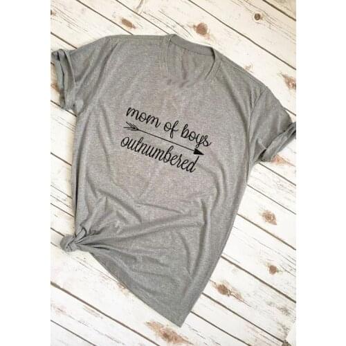 Mom Of Boys Outnumbered Arrow Tumblr Hipster T-Shirt Unisex Summer Fashion Clothing Tee Casual Popular Tops Trendy Outfits
