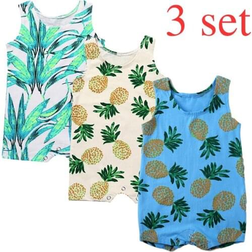 Baby Summer Clothing 6-24M Newborn Infant Baby Boy Girl Printing Cute Romper Clothes Sleeveless Cotton Summer Outfit Jumpsuit