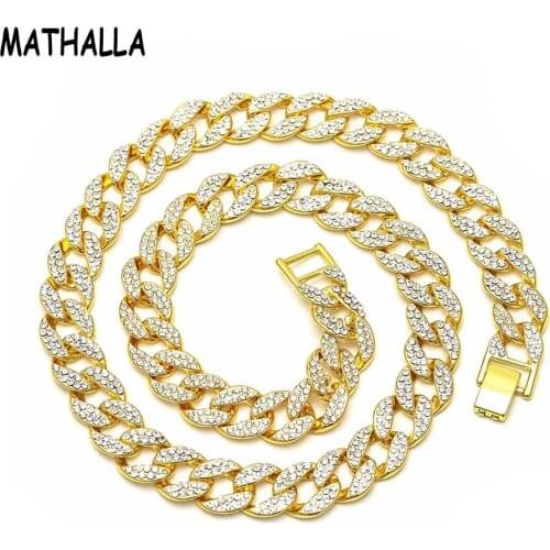 MATHALLA Large 24-inch Cuban Chain Necklace High Quality Iced Micro Zircon Gold Hip Hop Accessories Men’s Jewelry