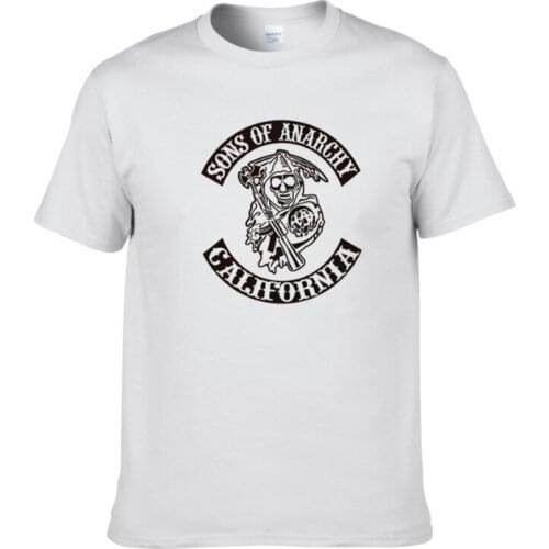 Creative design SONS OFANARCHY logo t shirt solid color cotton T Shirt Mens New Arrival Styleu Short Sleeve Men t-shirt y
