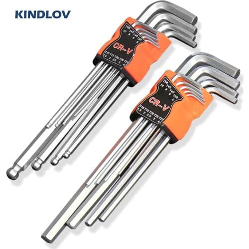 KINDLOV 9Pcs Wrench L Shape Allen Key Set Torx Hex Screwdriver Ball-Head Universal Spanner Double End Wrench Set Repair Tools