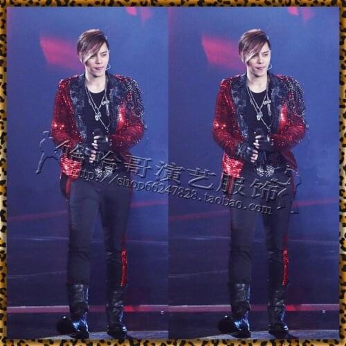 New sequined magician dovetail costume bar nightclub DJ stage motorcycle singer host mens tuxedo jacket long balazer coat